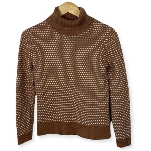 J Crew Caramel Brown Knit Turtleneck Sweater Size XS Style # H3909 Pullover Boho - Picture 5 of 11